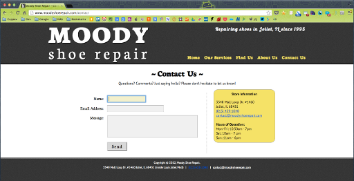 Moody Shoe Repair (old) - Contact Us